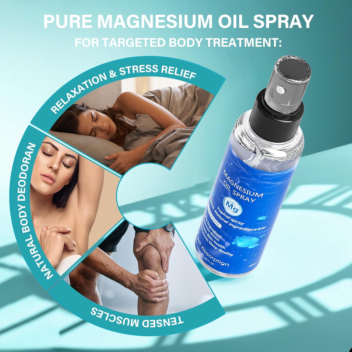 Organic Chamex Magnesium Oil Spray, 3.38OZ - Pure & Extra Strength for Skin & Body - Easy Absorption