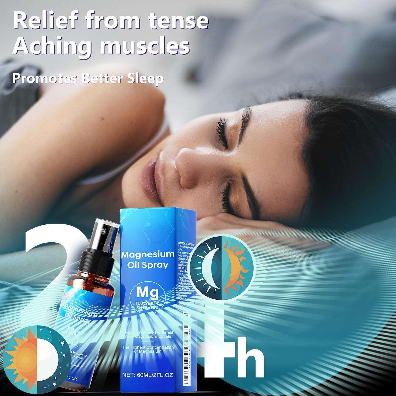 Organic Chamex Magnesium Oil Spray for Relaxation and Sleep - 60ml Strength, Easy Absorption, Foot and Body Use