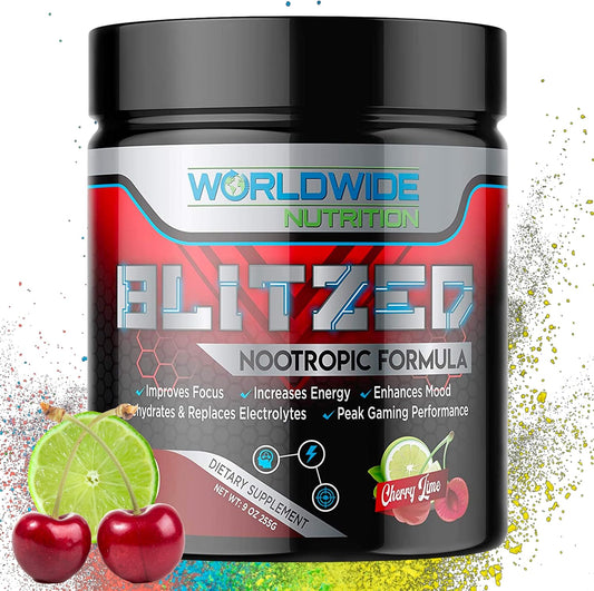 Organic Cherry Lime Nootropic Energy Drink Mix - Memory & Focus Supplements - 30 Servings