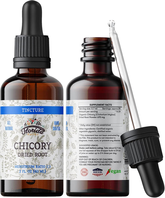 Organic Chicory Tincture Extract for Loss of Appetite, Liver, Gallbladder - 2 oz (60 ml) Bottle - Non-GMO Cold-Pressed Vegetable Glycerin - Florida Herbs