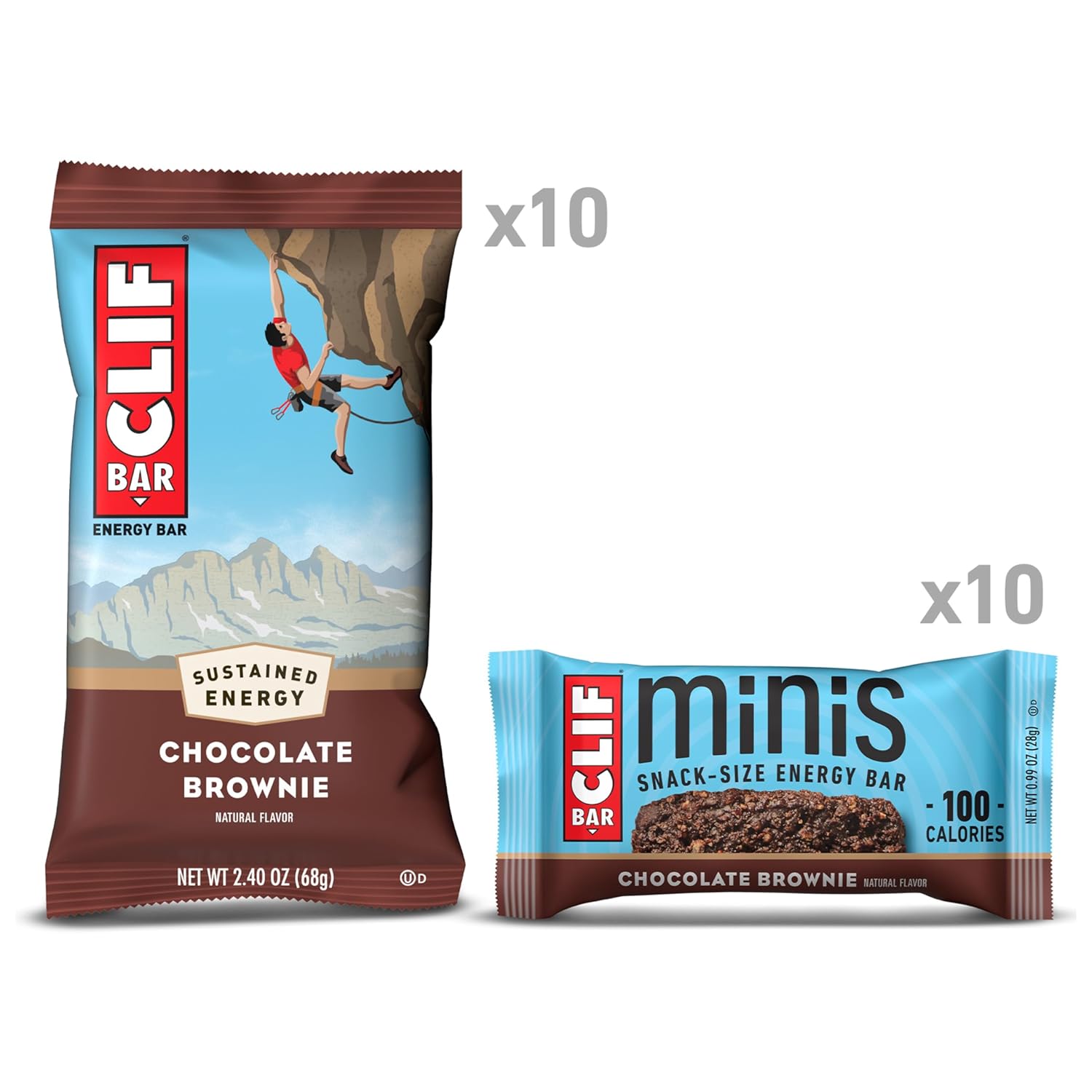 Organic Chocolate Brownie CLIF BAR Energy Bars - Plant Based, Non-GMO - Full Size & Mini Bars - 20 Count