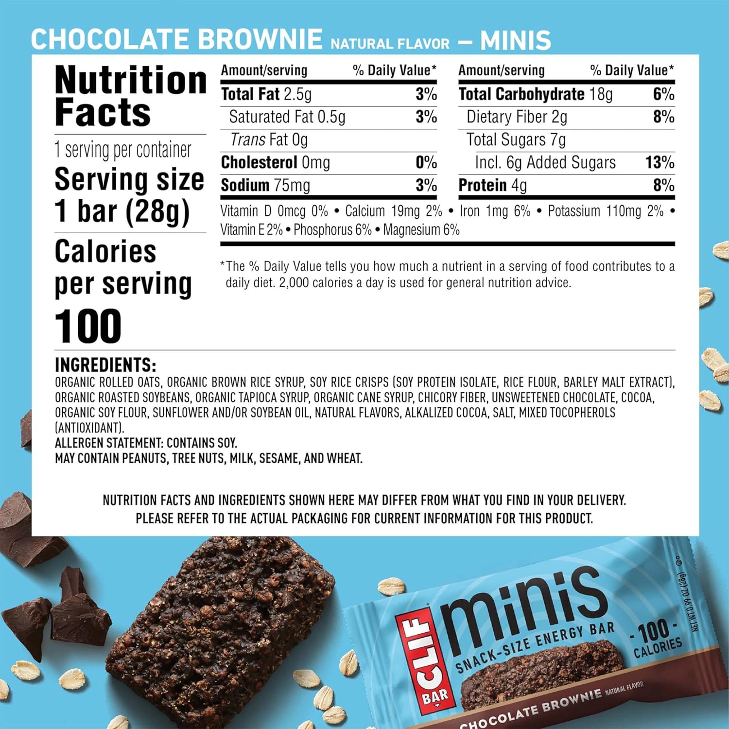 Organic Chocolate Brownie CLIF BAR Energy Bars - Plant Based, Non-GMO - Full Size & Mini Bars - 20 Count