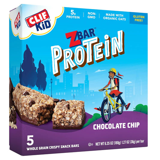 Organic Chocolate Chip Protein Snack Bars for Kids - 5g Protein, Whole Grain, Non-GMO - 1.27 oz. (5 Pack)
