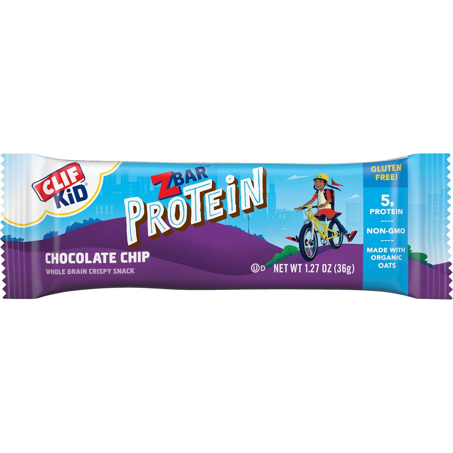 Organic Chocolate Chip Protein Snack Bars for Kids - 5g Protein, Whole Grain, Non-GMO - 1.27 oz. (5 Pack)
