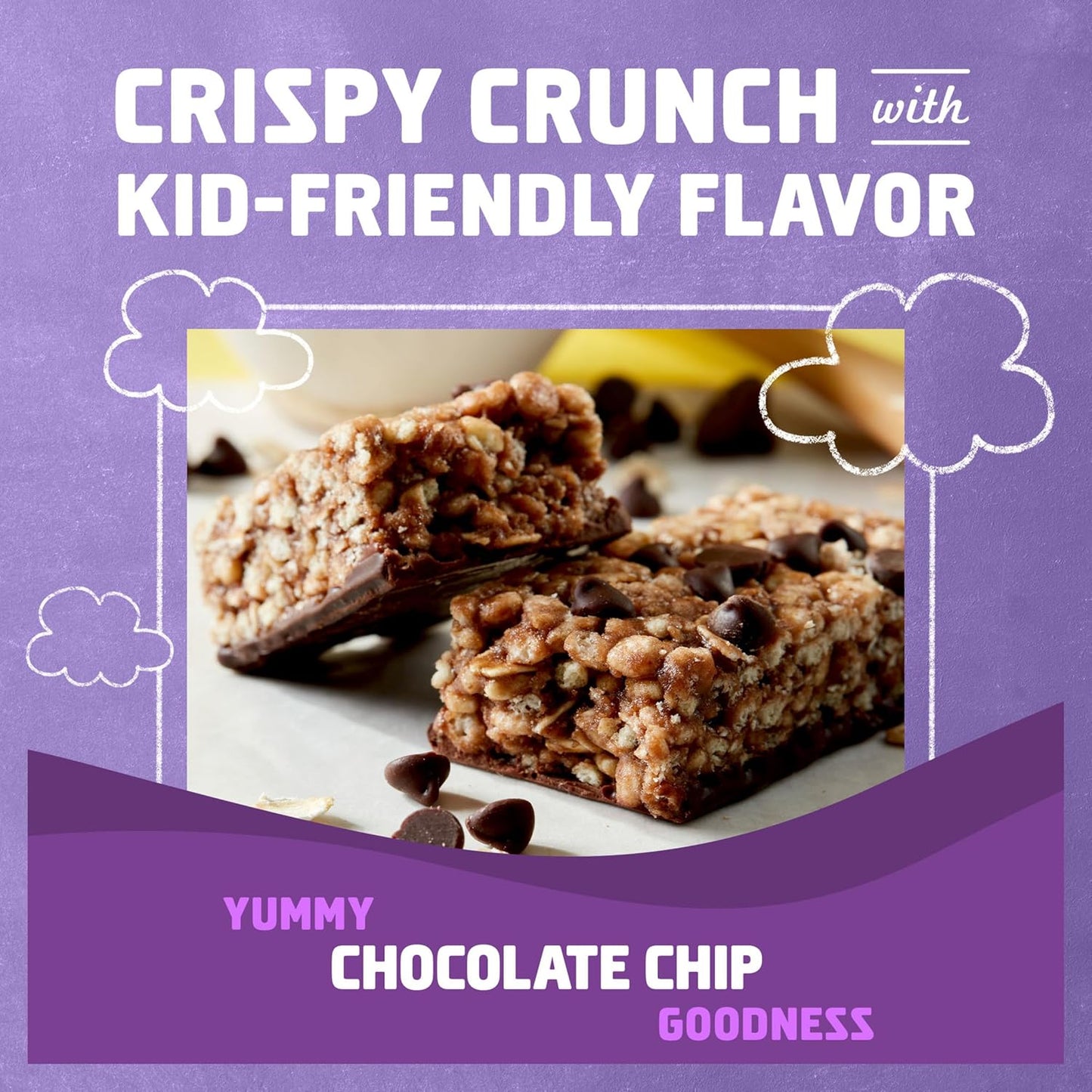 Organic Chocolate Chip Protein Snack Bars for Kids - 5g Protein, Whole Grain, Non-GMO - 1.27 oz. (5 Pack)
