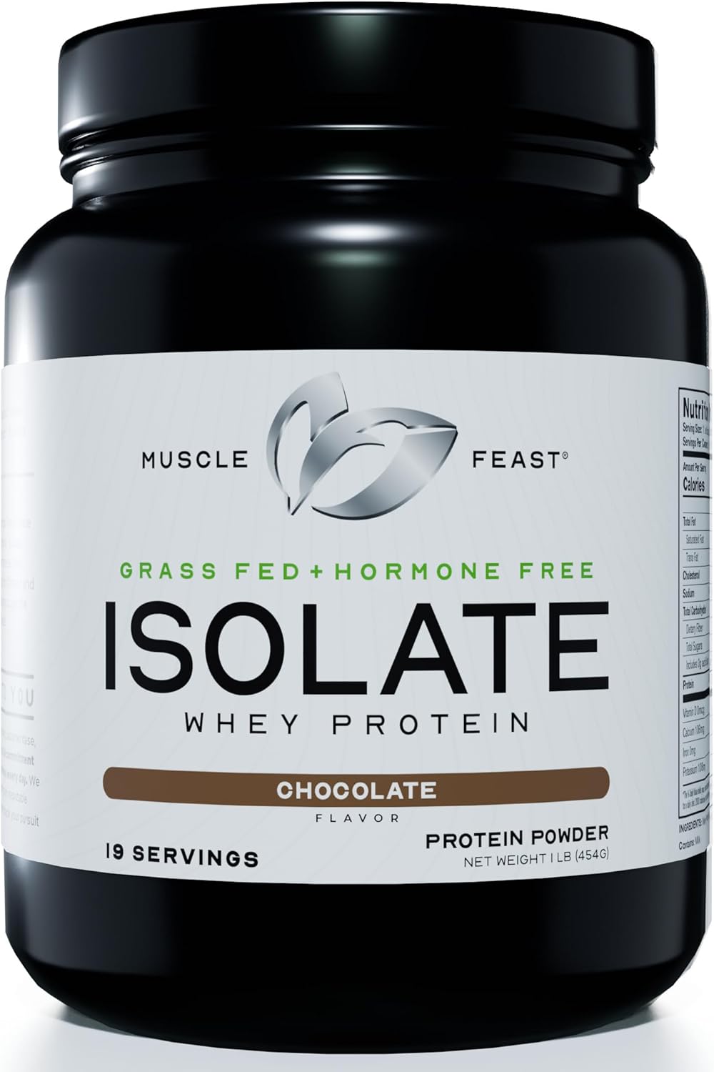 Organic Chocolate Grass-Fed Whey Protein Isolate, 1lb - Hormone-Free & Pasture-Raised by Muscle Feast