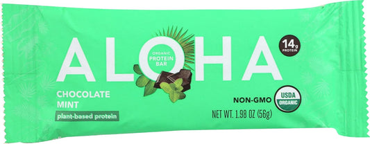 Organic Chocolate Mint Protein Bars - 14g Plant-Based Protein, USDA Certified, Gluten Free & Non-GMO - 56g (12 Pack)