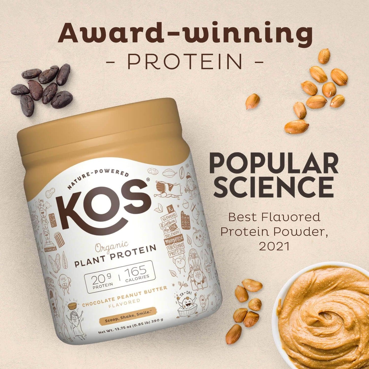 Organic Chocolate Peanut Butter Vegan Protein Powder - Low Carb Pea Blend with Vitamins & Minerals - Keto, Dairy & Soy Free - 10 Servings