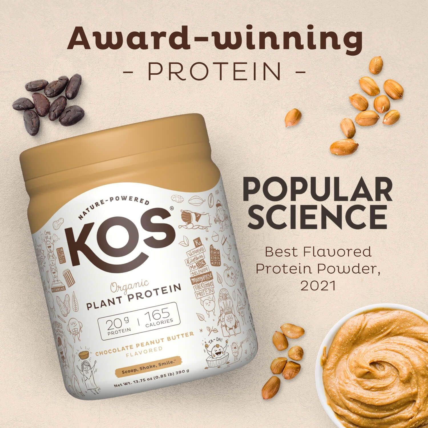 Organic Chocolate Peanut Butter Vegan Protein Powder - Low Carb Pea Blend with Vitamins & Minerals - Keto, Dairy & Soy Free - 10 Servings