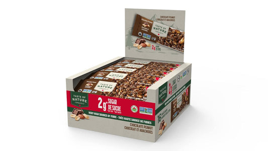 Organic Chocolate Peanut Energy Bars with Low Sugar and High Fiber - 16 Count Pack