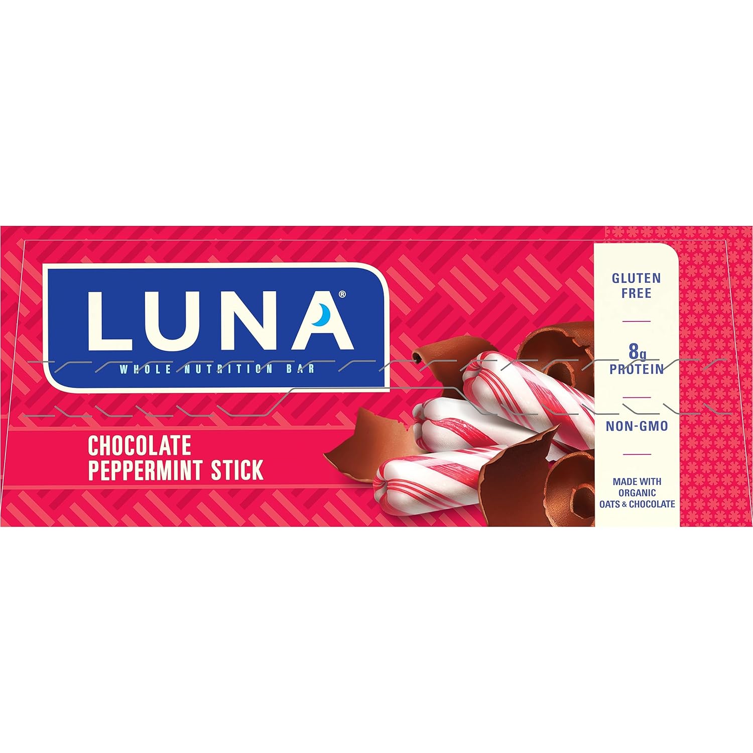 Organic Chocolate Peppermint Stick LUNA Bar Snack Bars - Non-GMO Gluten-Free Protein (12 Pack)