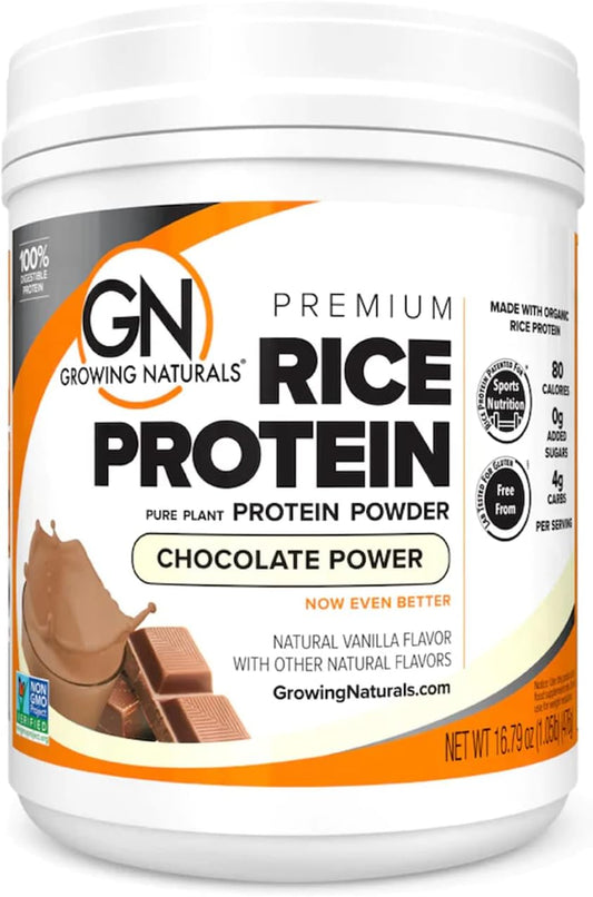 Organic Chocolate Rice Protein Powder - 16.8 oz, Non-GMO, Vegan Friendly