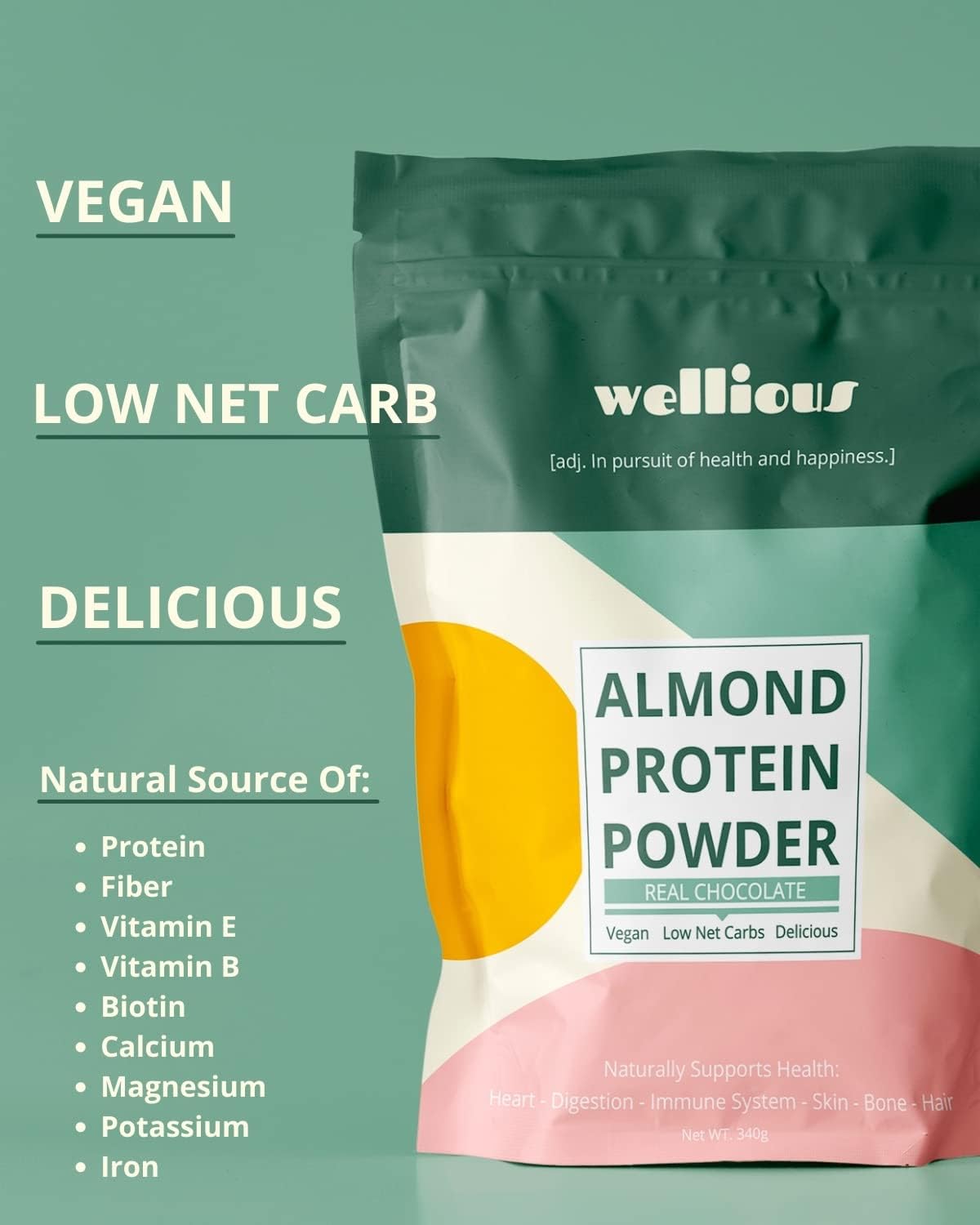 Organic Chocolate Vegan Protein Powder - Dairy Free, High Fiber, Keto Friendly, Non-Dairy Supplement for Gut Health