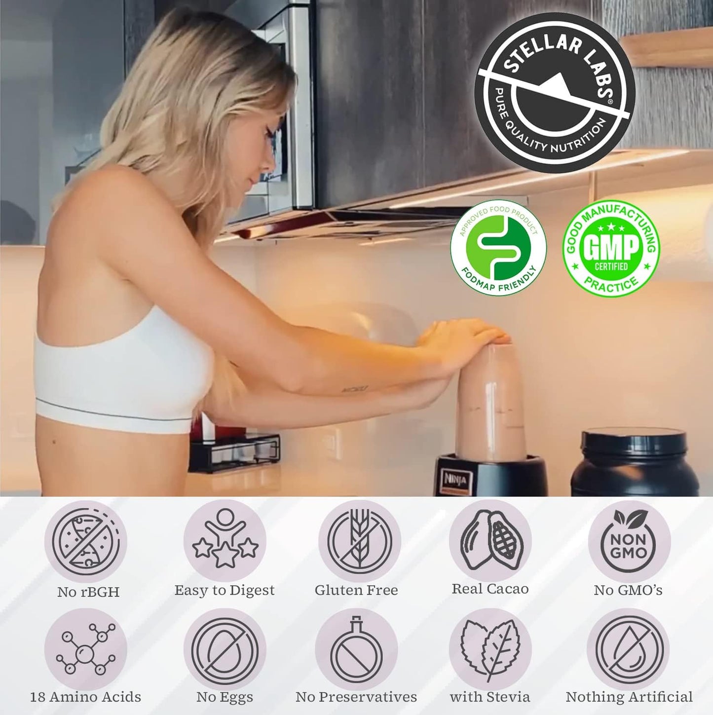 Organic Chocolate Whey Protein Powder with BCAA's & Whey Isolate | Low FODMAP, Non GMO, Gluten Free, Keto | Natural Post Workout Shakes