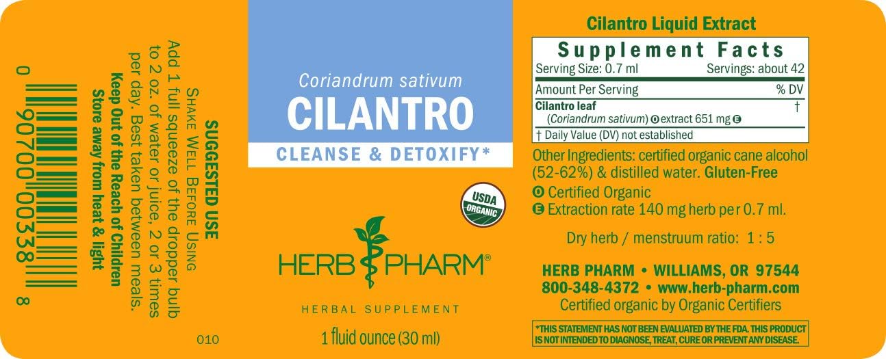 Organic Cilantro Extract for Detox Support - 2 Pack, 1 oz each by Herb Pharm