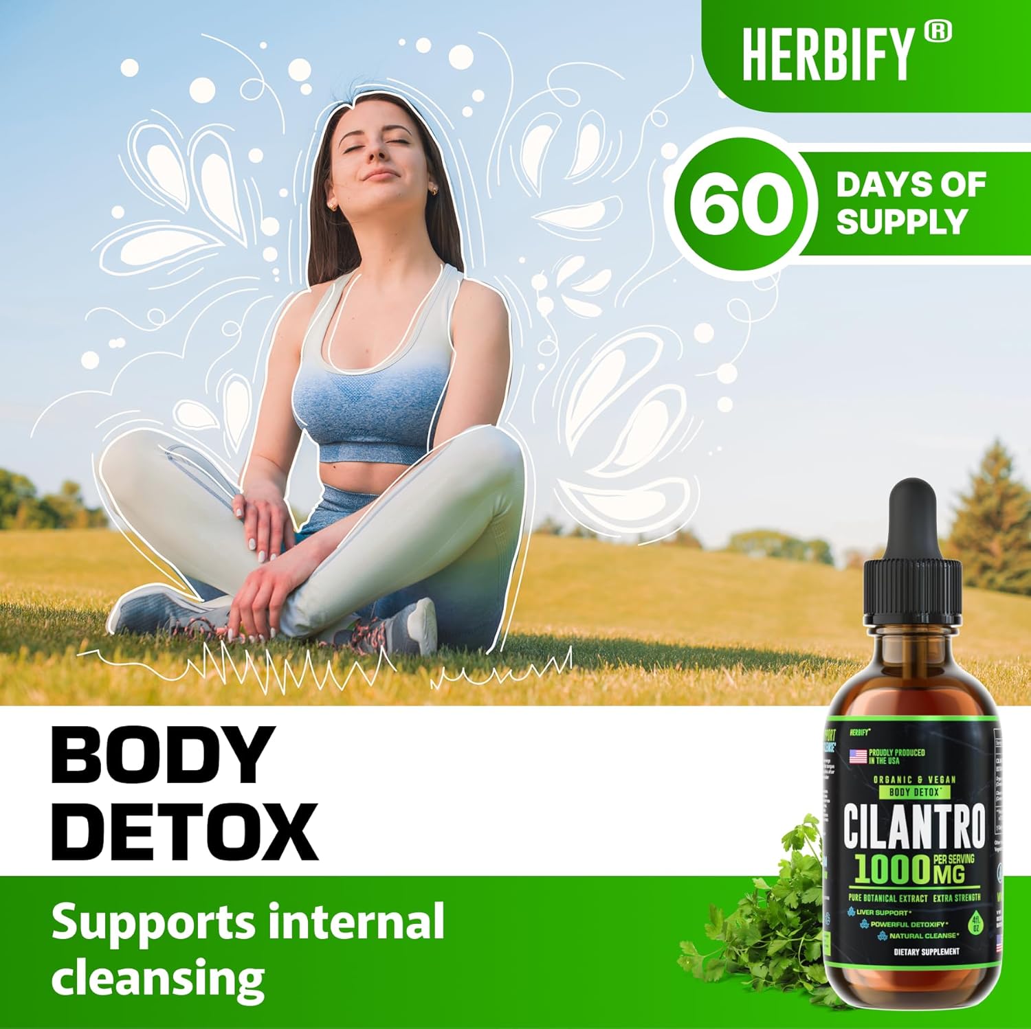Organic Cilantro Tincture - Detox Supplement with Antioxidants - USA Made Cleanse Support - 4 Fl Oz Extract