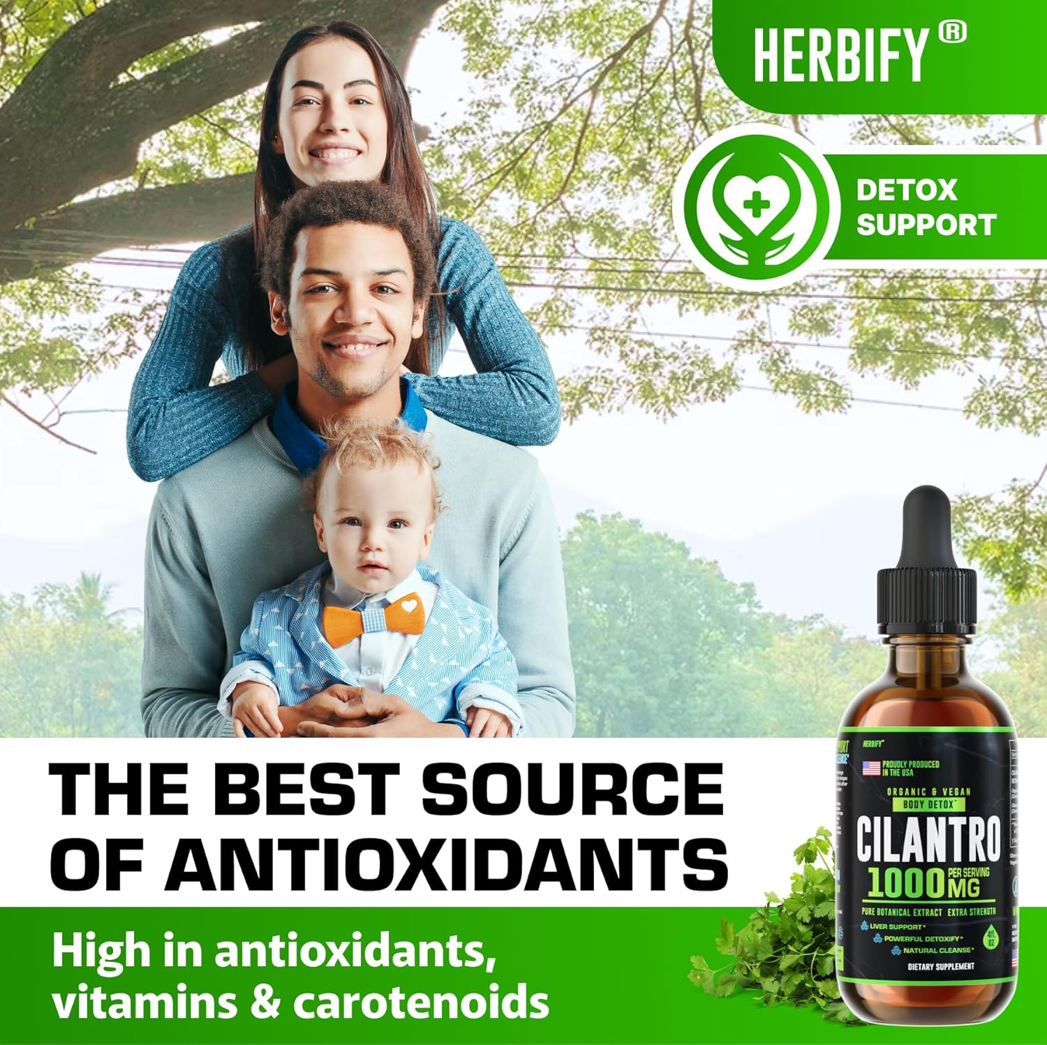 Organic Cilantro Tincture - Detox Supplement with Antioxidants - USA Made Cleanse Support - 4 Fl Oz Extract