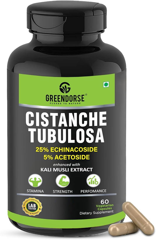 Organic Cistanche Tubulosa with Kali Musli Extract 1000mg - 60 Veg Capsules - 3rd Party Tested for Strength and Vitality