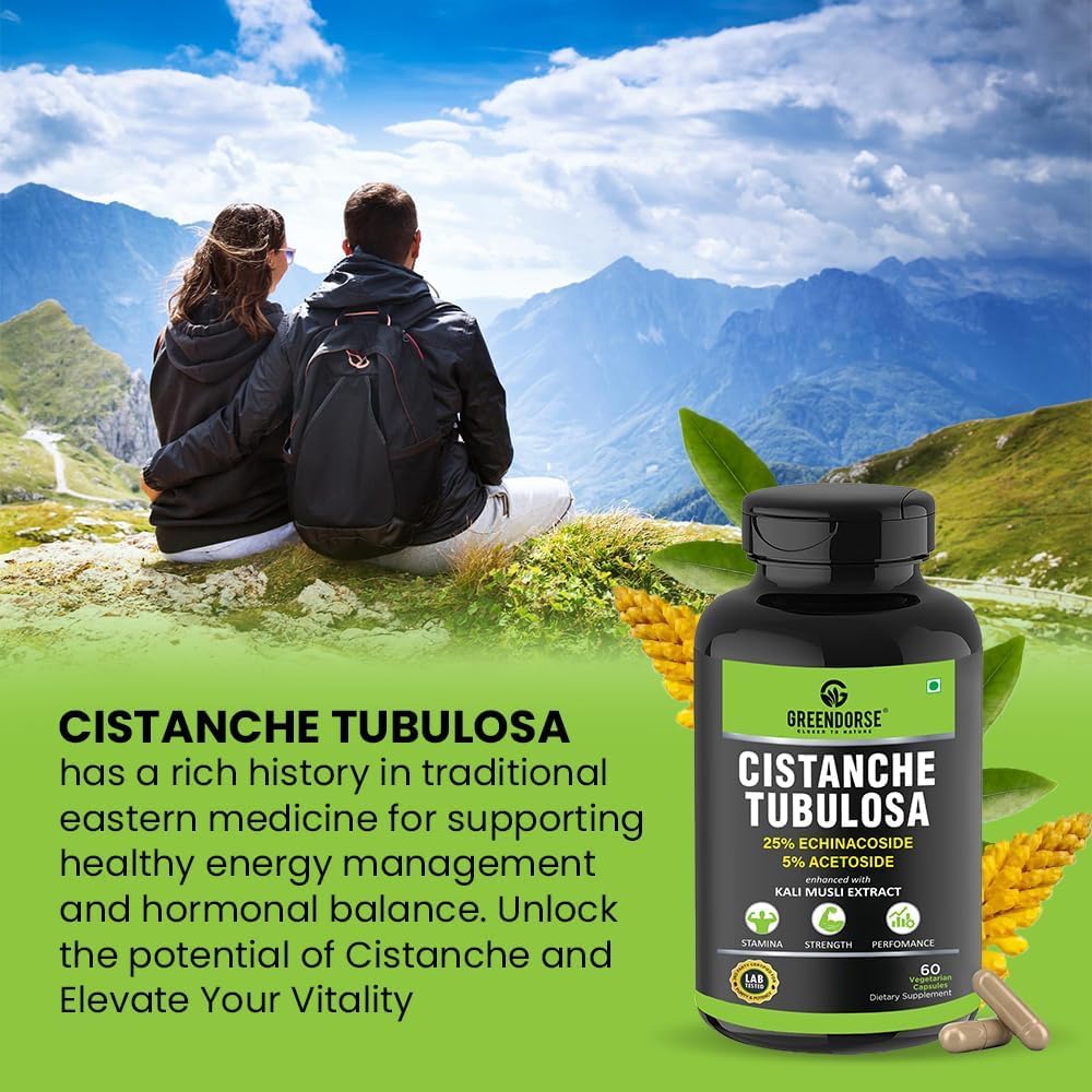 Organic Cistanche Tubulosa with Kali Musli Extract 1000mg - 60 Veg Capsules - 3rd Party Tested for Strength and Vitality