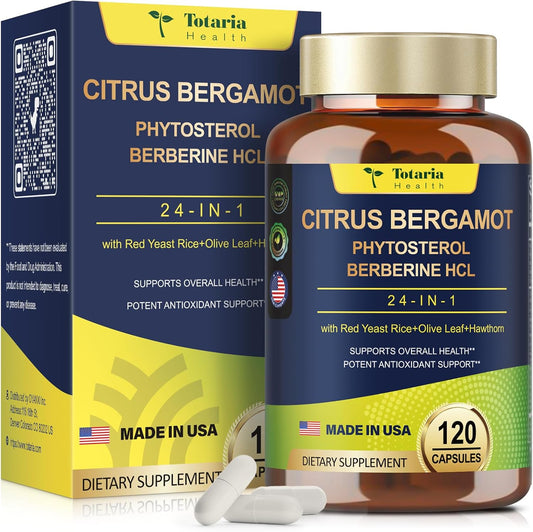 Organic Citrus Bergamot Capsules - 25:1 Extract for Healthy Cholesterol and Heart Support - Natural Italian Bergamot Supplements - Vegan and GMO-Free