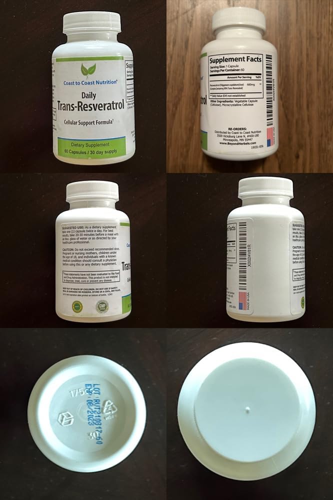 Organic Coast to Coast Trans-Resveratrol Capsules - Vegan Polyphenol Supplement for Anti Aging - 60 Caps, 600mg, 30 Day Supply