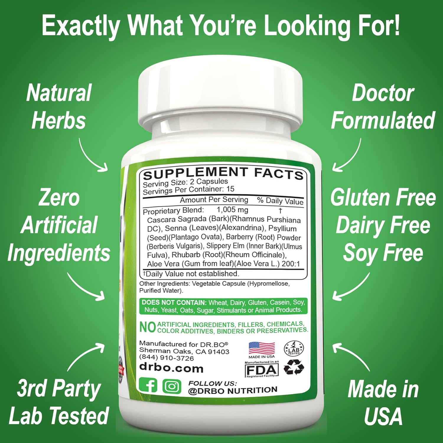 Organic Coconut Charcoal Capsules for Colon Cleanse & Detox - Dr. BO Activated Charcoal Pills for Gas & Bloating Relief - Natural Intestinal Cleanse Supplement for Bowel Health in Men, Women, and Kids