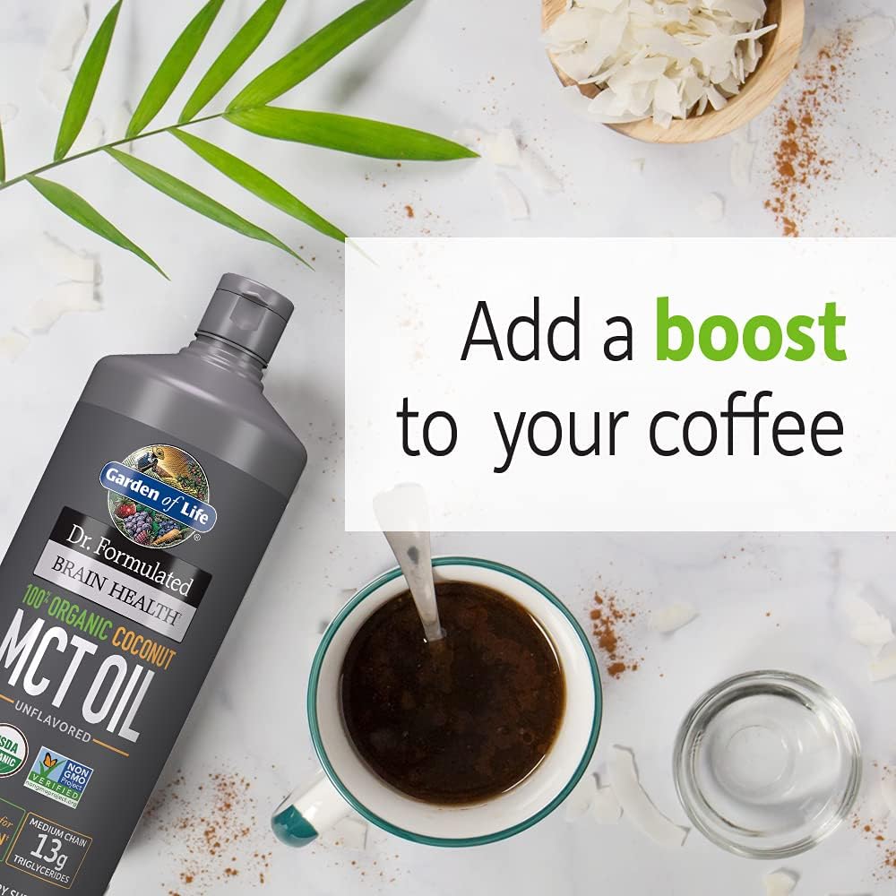 Organic Coconut MCT Oil 32 fl oz - Dr. Formulated Brain Health, Unflavored, 13g MCTs, Keto & Paleo Friendly, Non-GMO, Vegan & Gluten Free