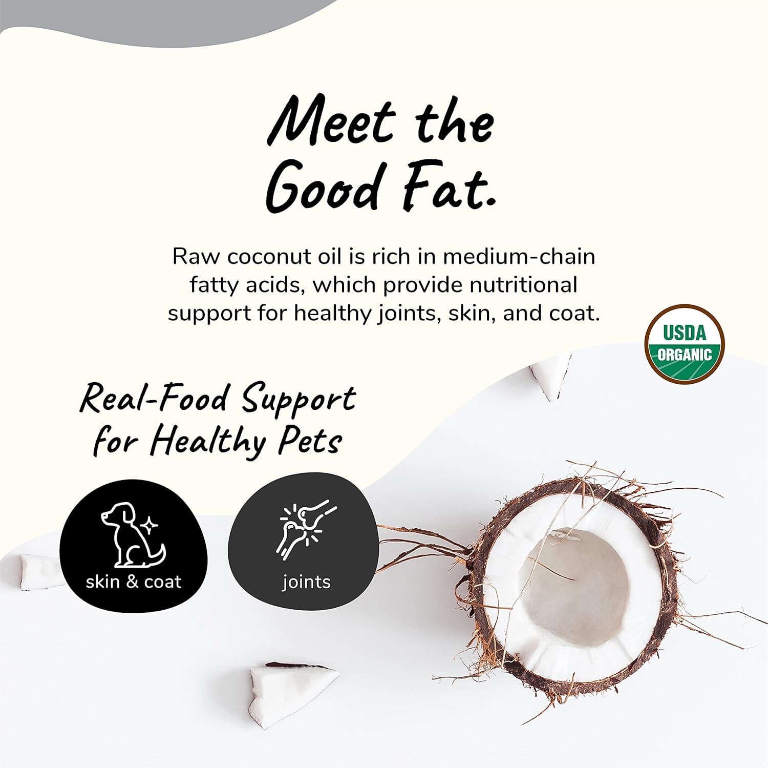 Organic Coconut Oil Pet Supplement for Dogs and Cats - Natural Skin and Coat Support - Itchy Skin, Dry Skin Treatment - Made in USA