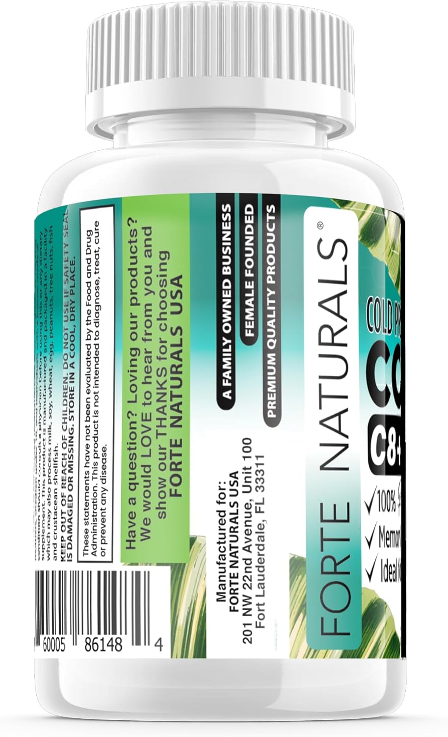 Organic Coconut Oil Supplements for Brain, Heart, and Memory Health - 60 Softgels, 2000mg - Made in USA