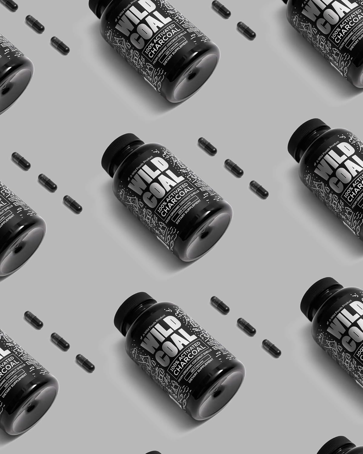 Organic Coconut Shell Activated Charcoal Capsules for Bloating & Hangover Relief - 120 Count - Non-GMO Detox Pills - USA Made & Lab Tested