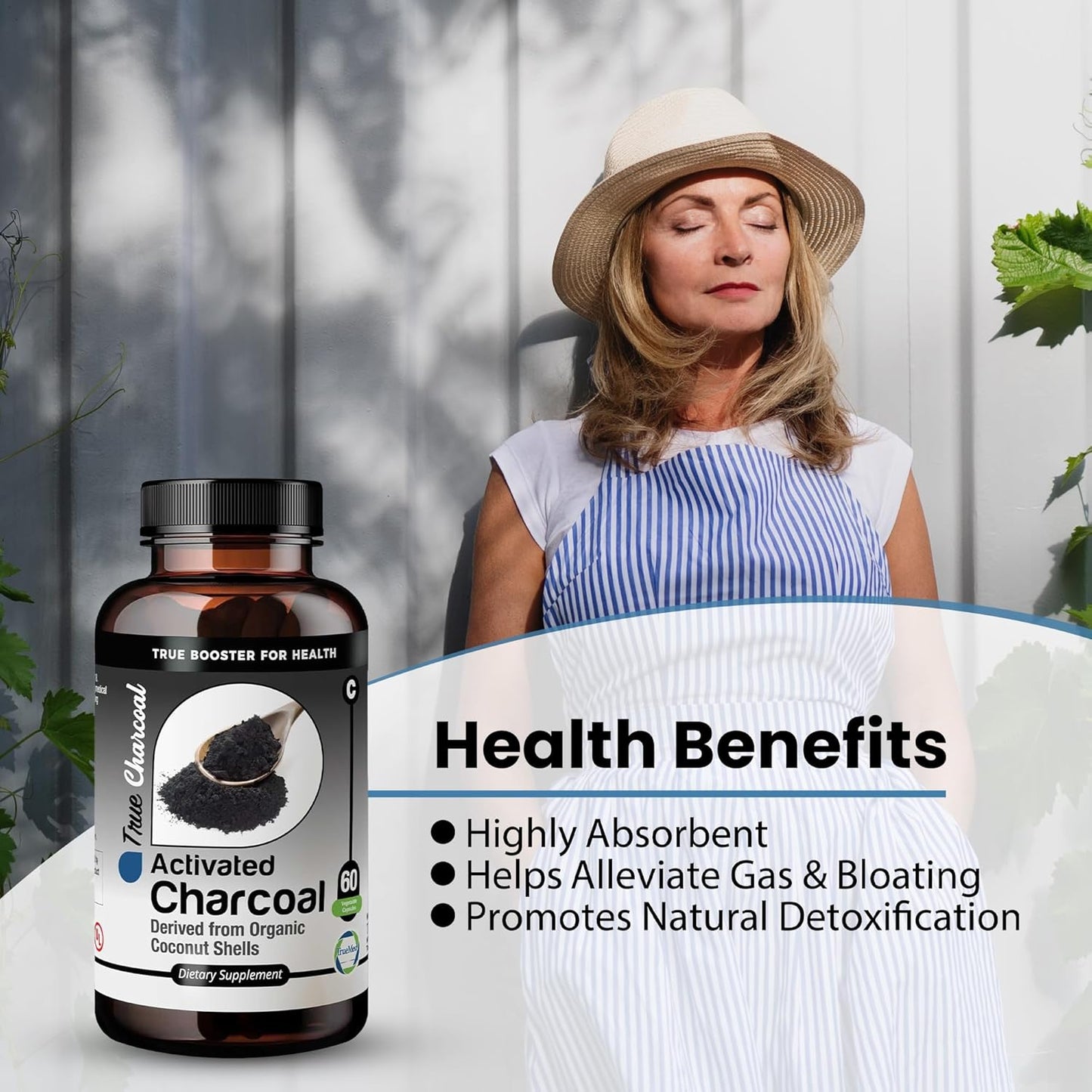 Organic Coconut Shell Derived Charcoal Capsules 1200mg - Detox & Digestive Support - 60 Capsules for Health-Conscious Individuals