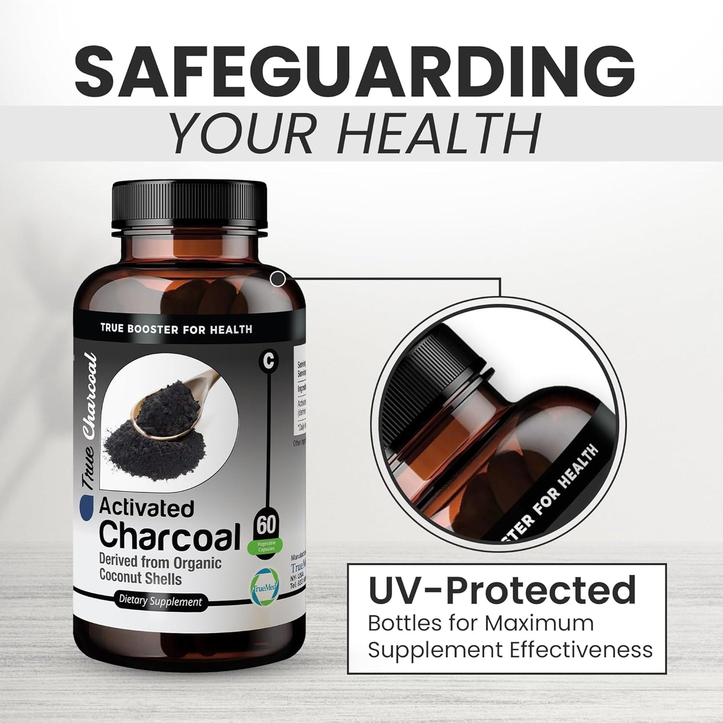 Organic Coconut Shell Derived Charcoal Capsules 1200mg - Detox & Digestive Support - 60 Capsules for Health-Conscious Individuals