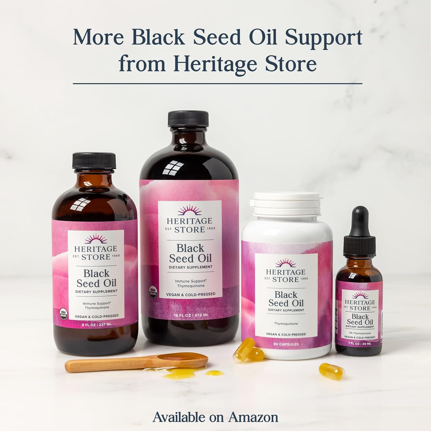 Organic Cold Pressed Black Seed Oil Supplement with Thymoquinone and Omega 3 6 9 for Immunity and Heart Health - 8oz Vegan Formula