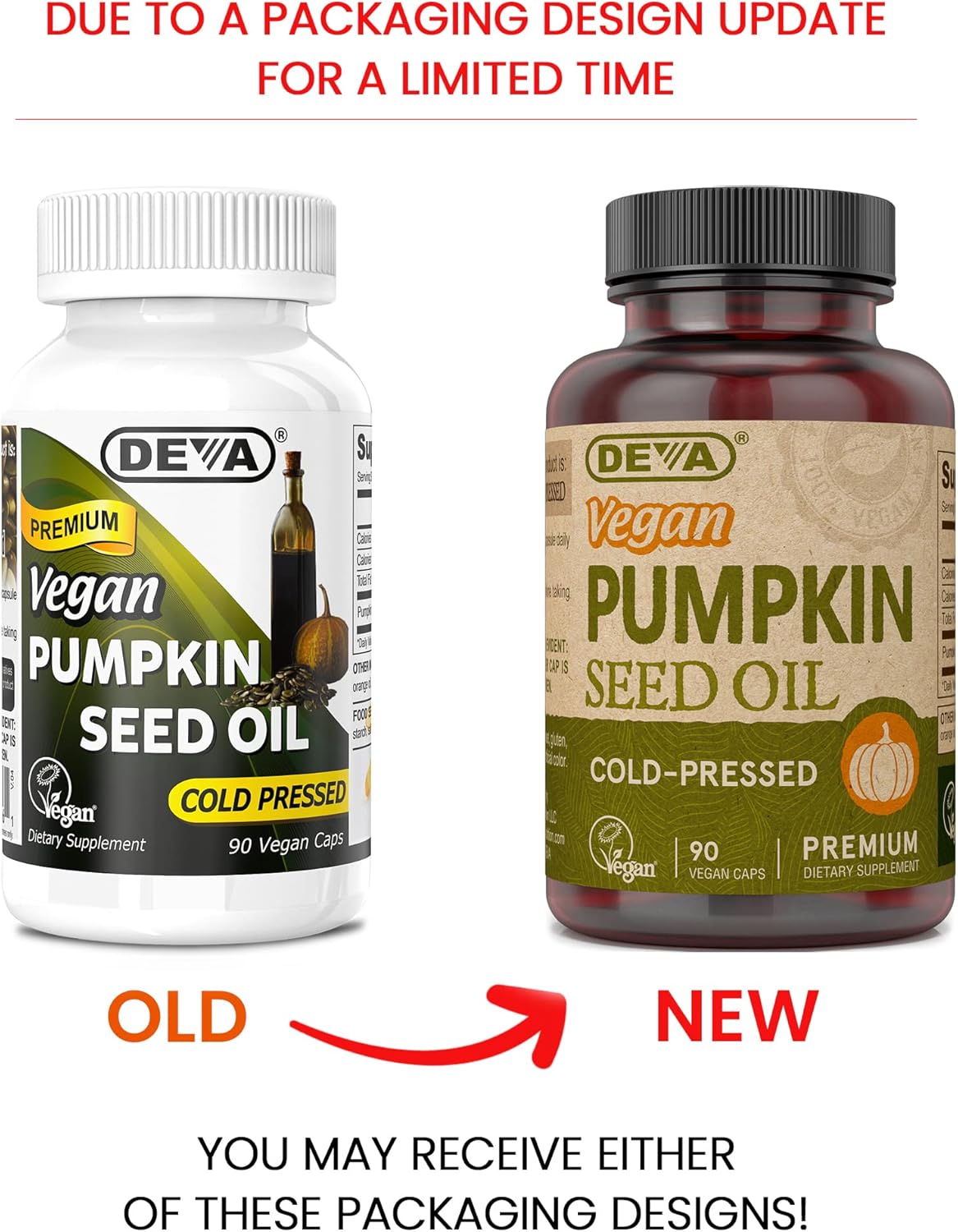 Organic Cold-Pressed Pumpkin Seed Oil Capsules - 90 Count, 500mg, Vegan & Unrefined - DEVA Nutrition