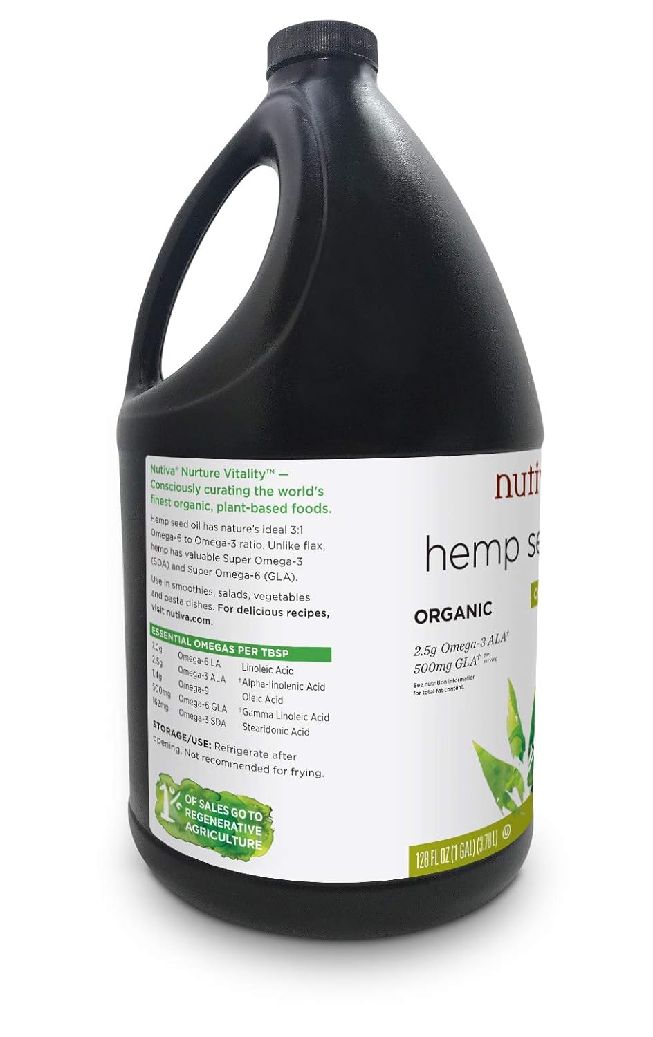 Organic Cold-Pressed Rawmetabolism boosterSeed Oil, 1 Gallon - USDA Certified, Non-GMO, Vegan, Gluten-Free Keto Superfood, Omega 3 & 6 Rich