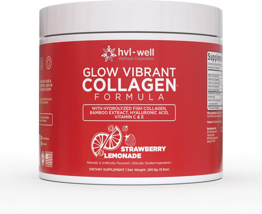 Organic Collagen Peptide Powder for Healthy Bones, Skin, Nails & Hair - Strawberry Lemonade Flavored - Sugar Free - 30 Servings