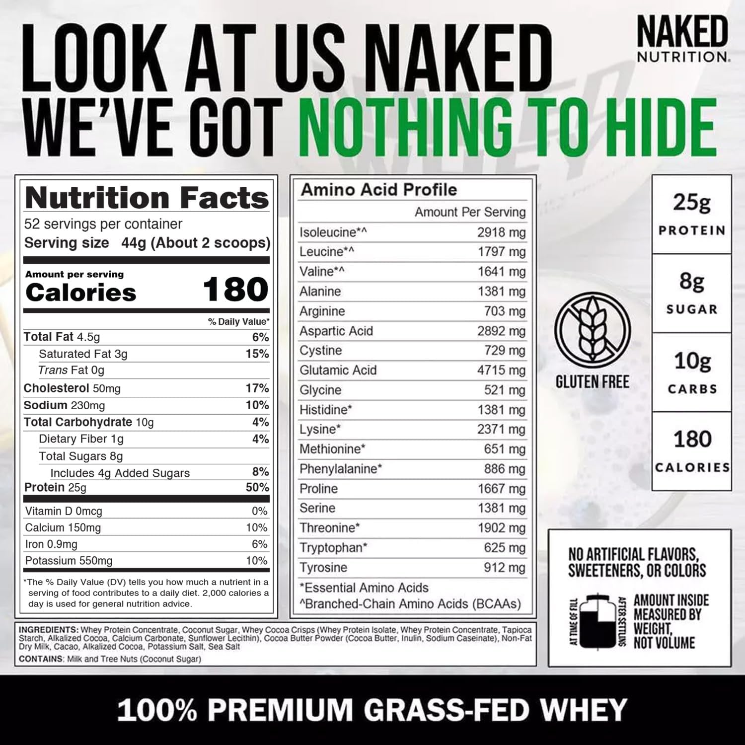 Organic Cookies and Cream Grass-Fed Whey Protein Powder - Non-GMO, Gluten-Free, 52 Servings