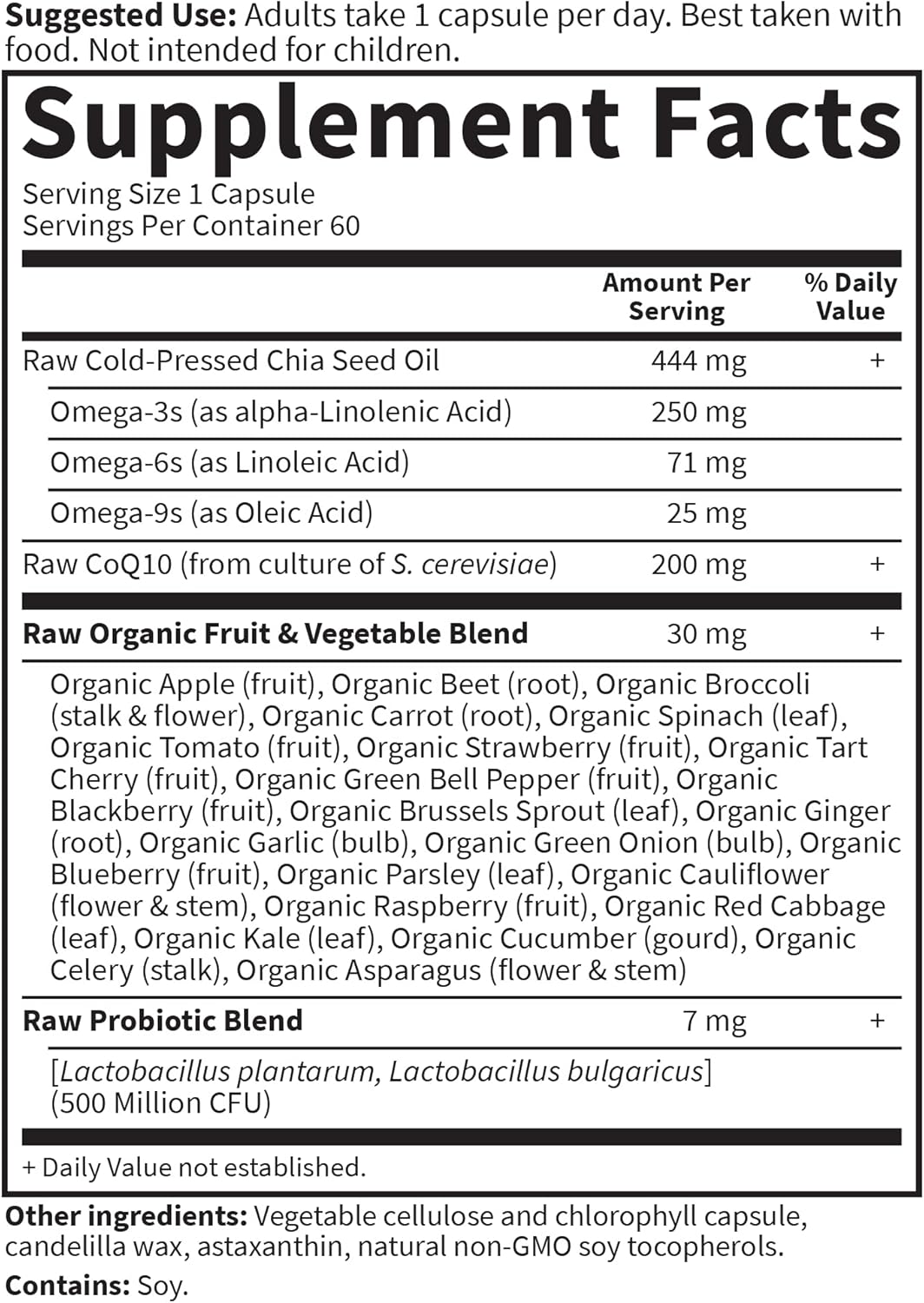 Organic CoQ10 & Vegetarian Omega 3 6 9 Supplement for Heart Health - 60 Capsules