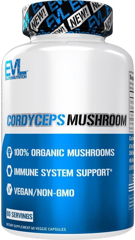 Organic Cordyceps Mushroom Supplement for Immune System & Heart Health - 500mg - Vegan - Non-GMO - 60 Servings