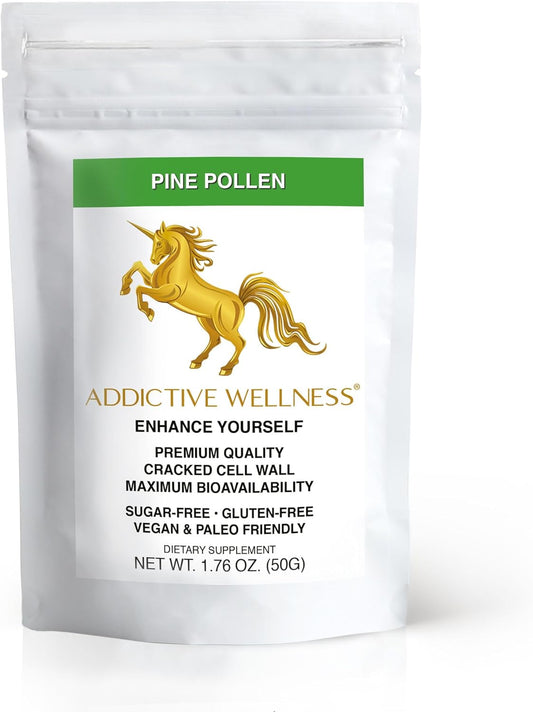 Organic Cracked Cell Wall Pine Pollen Powder from Masson Pine Tree - Addictive Wellness