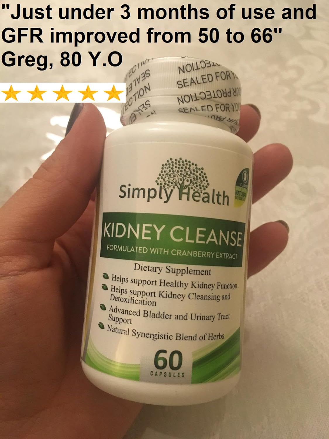 Organic Cranberry Kidney Cleanse Supplement - Supports Bladder & Urinary Tract Health - Natural Detox for Men & Women - GMP Certified - 60 Capsules