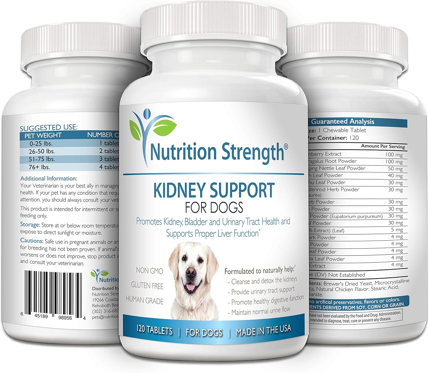 Organic Cranberry Kidney Support Chewable Tablets for Dogs with Immune and Digestive Health - 120 Count