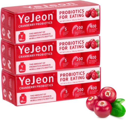 Organic Cranberry Probiotics for Women - 40 Billion CFU - 5 Unique Strains - PH Balance, Digestive & Feminine Health - Supports UT & Vaginal Health - 3 Packs