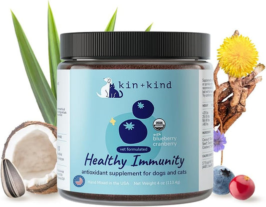 Organic Cranberry Supplement Powder for Dogs & Cats - Boost Immunity & Bladder Health - Natural Formula with Blueberry & Coconut - Small 4oz - Made in USA