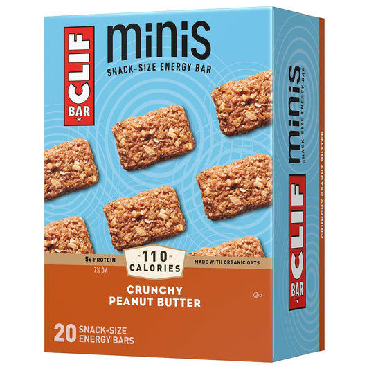 Organic Crunchy Peanut Butter Clif Bar Minis - 5g Protein - Non-GMO - Plant Based Energy Bars (20 Pack)
