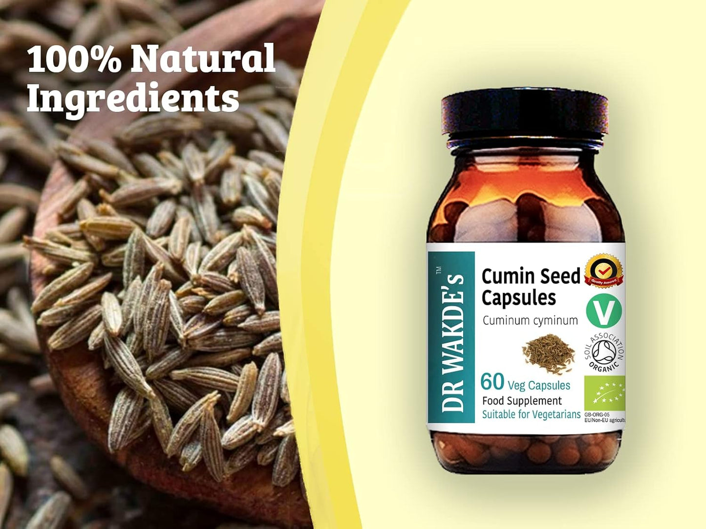 Organic Cumin Seed Capsules - 60 Veg Caps, Ayurvedic Vegan Supplement with Quantity Discounts