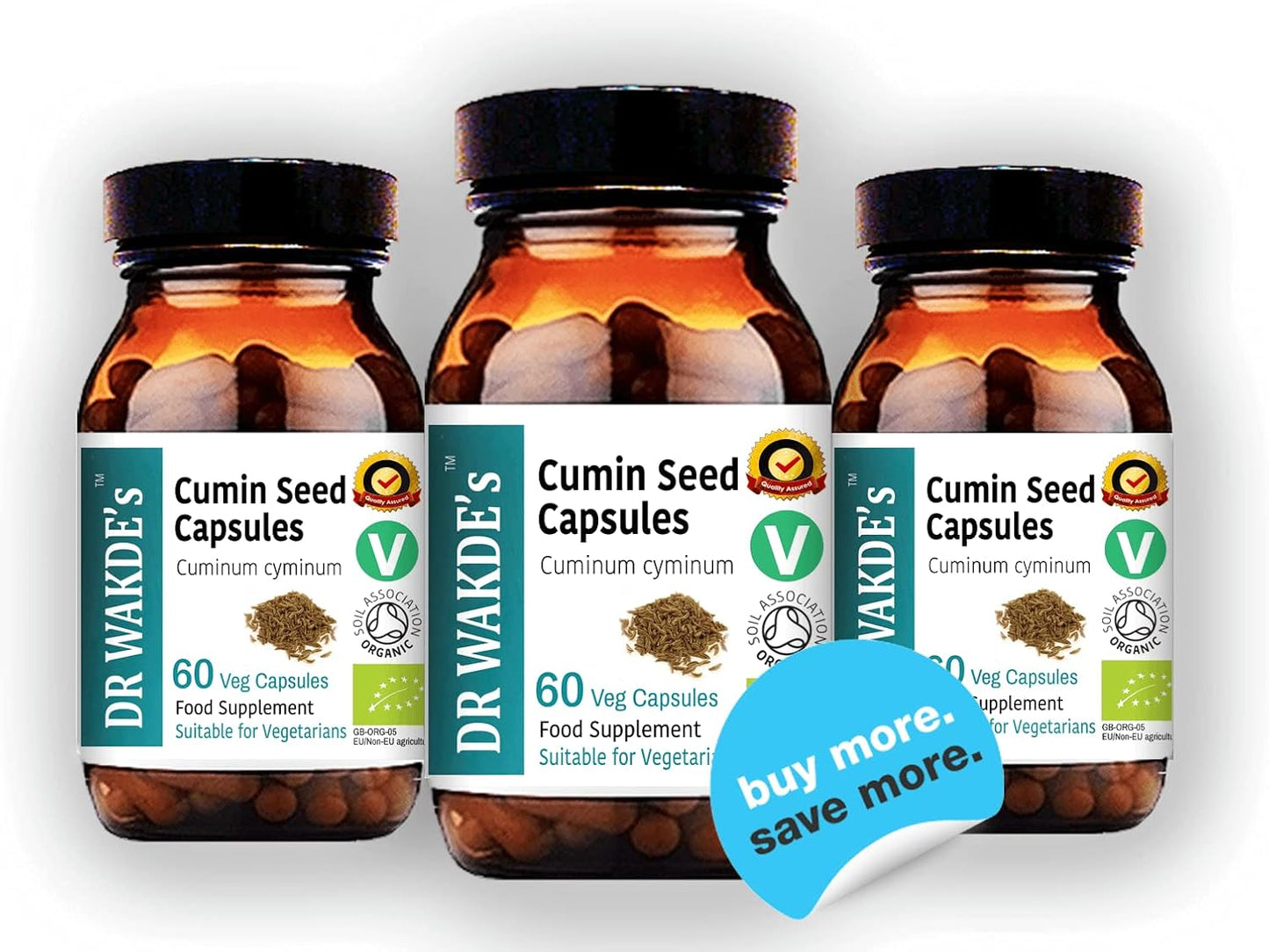 Organic Cumin Seed Capsules - 60 Veg Caps, Ayurvedic Vegan Supplement with Quantity Discounts
