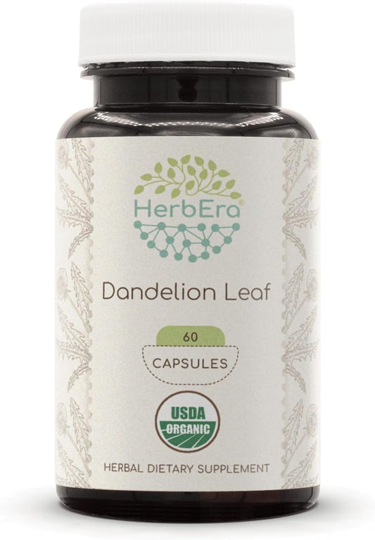Organic Dandelion Leaf Capsules - Herbal Supplement with Certified Vegetarian Capsules - 60 Count
