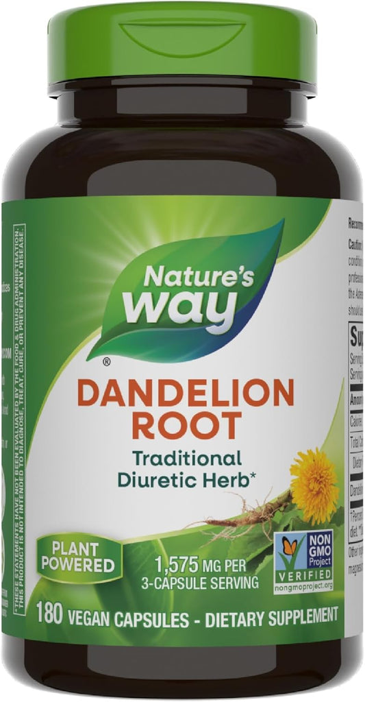 Organic Dandelion Root Capsules - Natural Diuretic and Digestive Aid - 180 Vegan Capsules