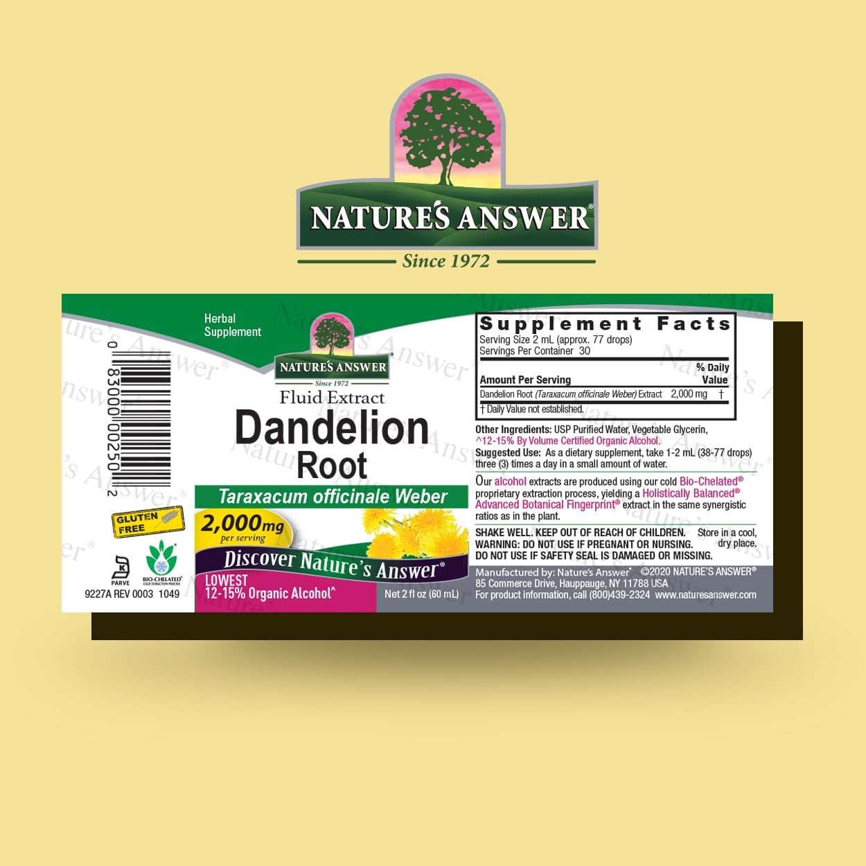 Organic Dandelion Root Extract Supplement - 2 Oz Bottle, Liver & Detox Support, Made in USA, Kosher & Gluten Free